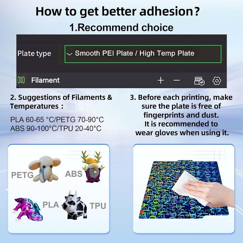 IdeaFormer-3D Smooth Pen Build Plate for Bambu Lab X1/X1C/X1E/P1P/P1S/P2S/A1, Double Sided Digit+Letter Spring Steel Effect Sheet Flexible Print Bed for Bambu Lab 3D Printers Platform 257x257mm - Image 4
